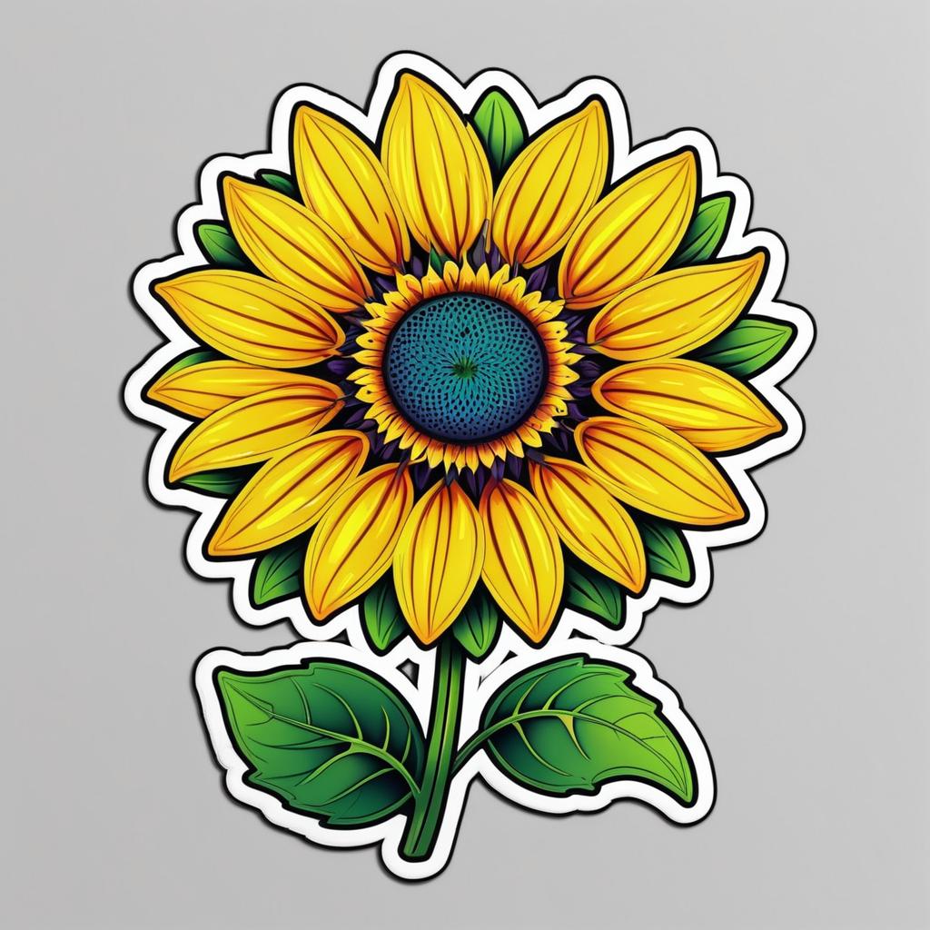 Colorful Pixar Style Sunflower Sticker