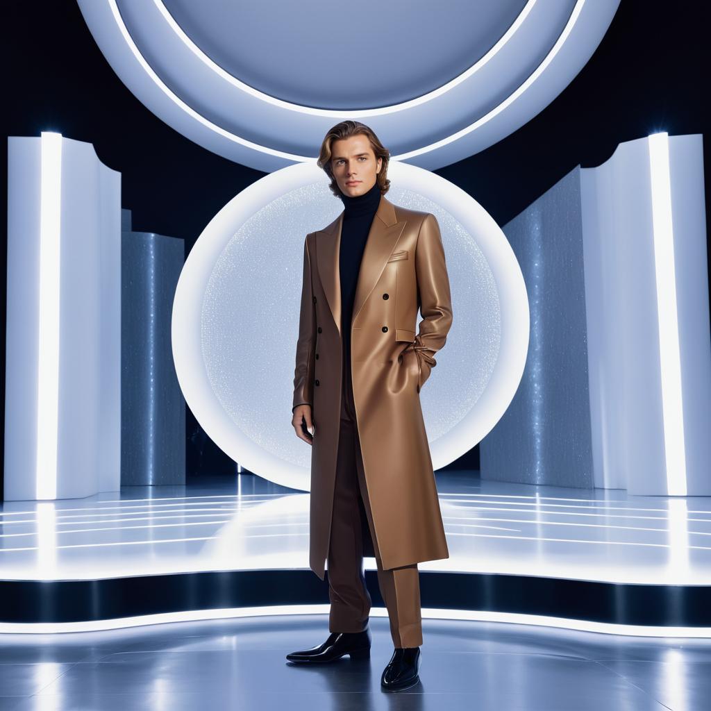 Elegant Man on Stage: Futuristic Classic