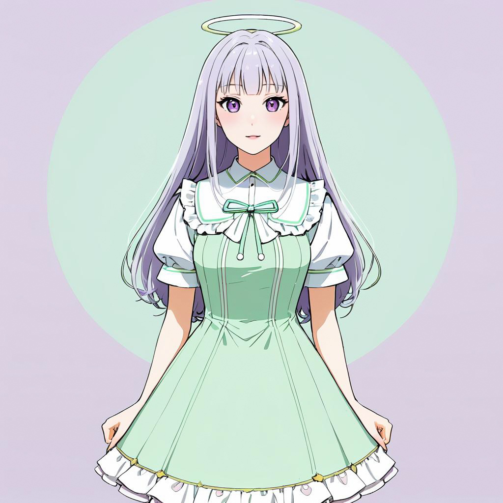 Gentle Schoolgirl in Angelic Outfit