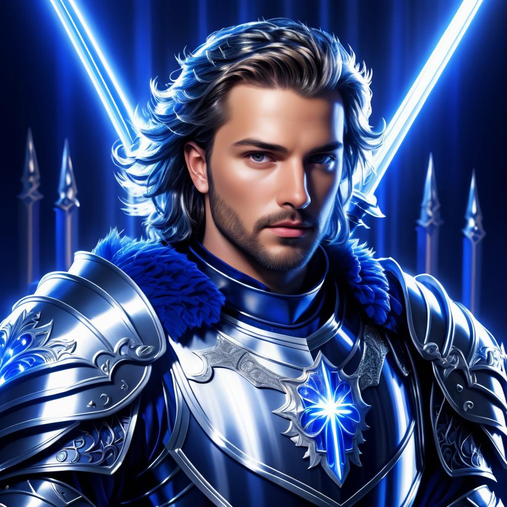 Brave Knight with Glowing Swords Illustration