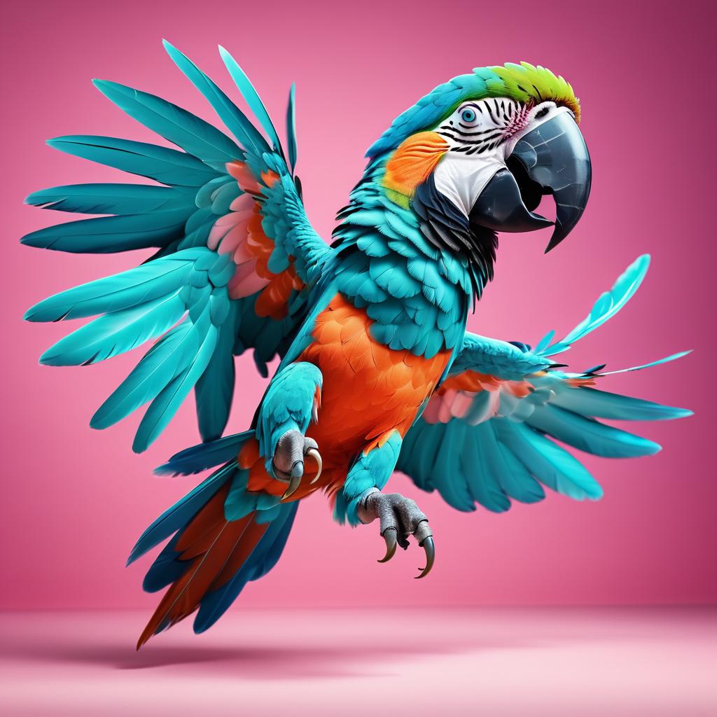 Vibrant Macaw in Screeching Action