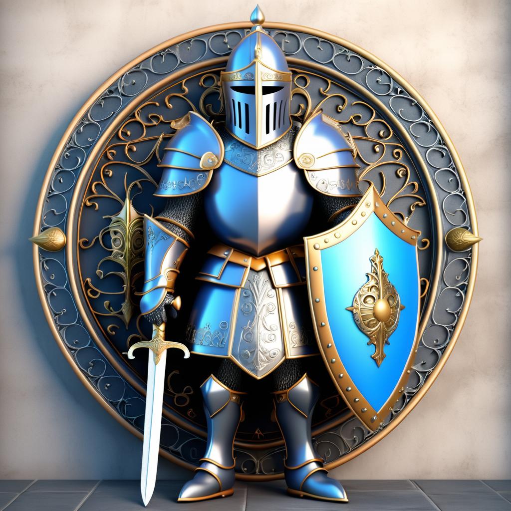 Whimsical Medieval Knight with Shield