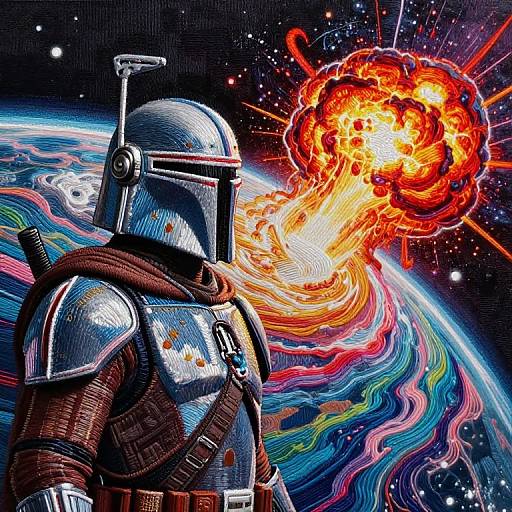 Mandalorian Cosmic Embroidery Scene