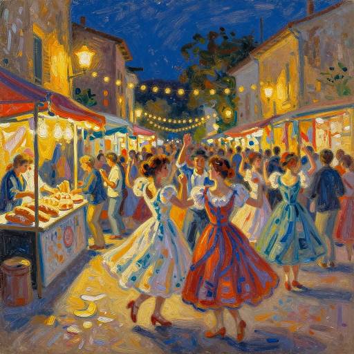 Vibrant Night Festival Painting