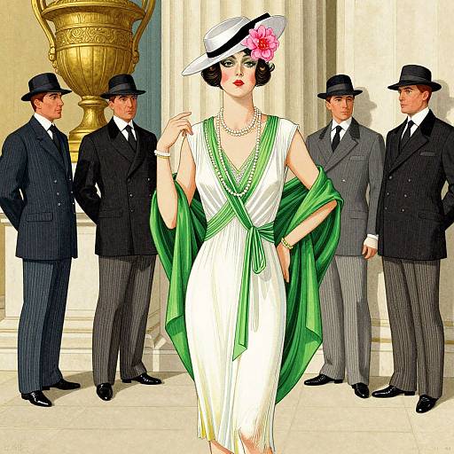 Elegant 1920s Art Deco Fashion Illustration
