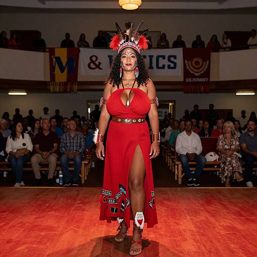 Cultural Performance Woman in Red Dress
