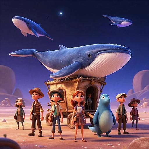 Nomadic Sky-Whale Caravan Pixar-Inspired Community