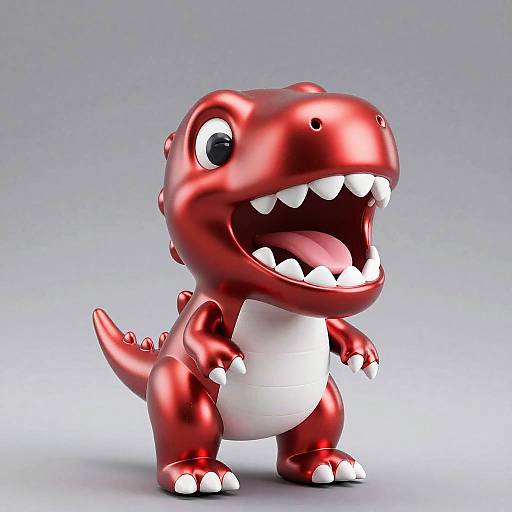 Shiny Metallic Red Plushie Dinosaur