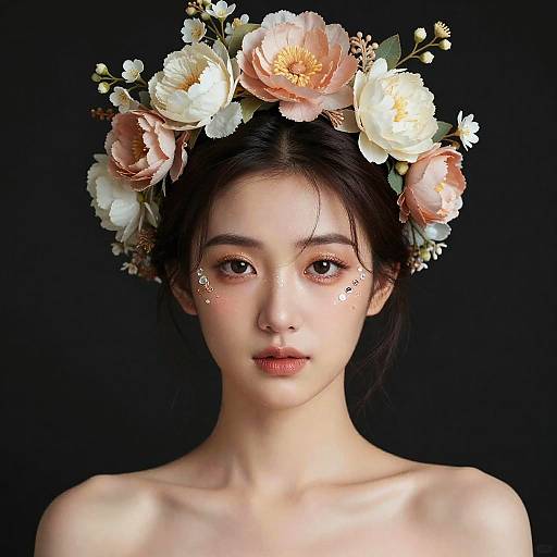 Ethereal Woman with Floral Headpiece