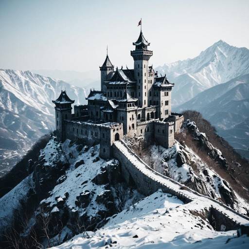 Abandoned Castle on Snowy Mountain