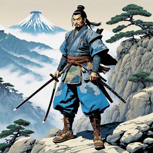 Legendary Samurai in Mountain Landscape
