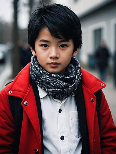 Stylish Boy in Red Jacket Portrait