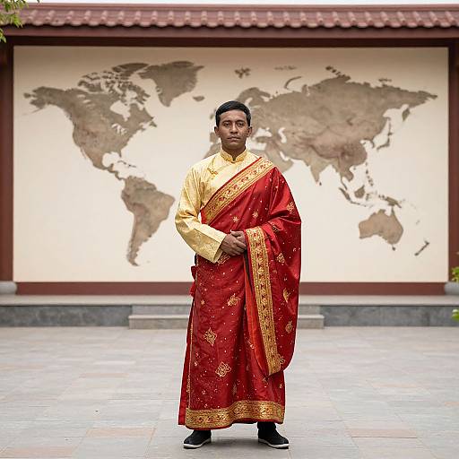 Man in Red and Gold National Costume