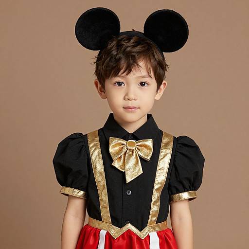 Boy in Mickey Ears and Regal Outfit