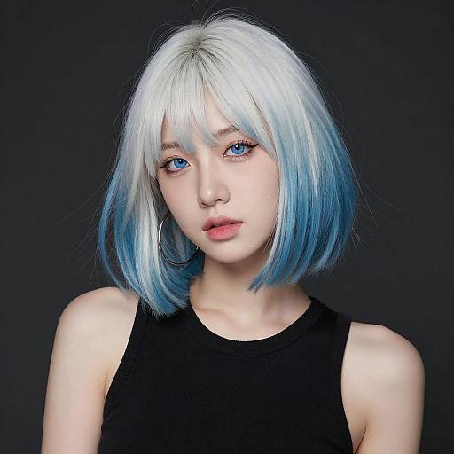 Striking Blue and White Hair Portrait