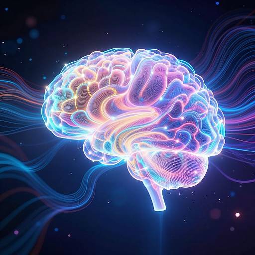 Luminous AI Brain Creating Cosmic Art