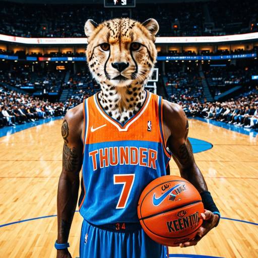 Cheetah in Oklahoma City Thunder Basketball Jersey Cheetah in Oklahoma City Thunder Basketball Jersey