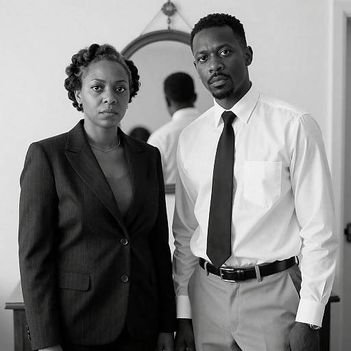 Serious African American Couple in Formal Attire