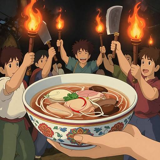 Ghibli-Style Revolution Soup Scene