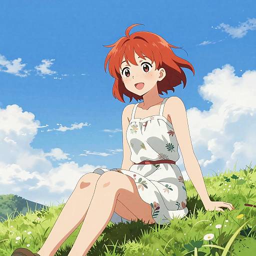 Playful Red-Haired Anime Girl