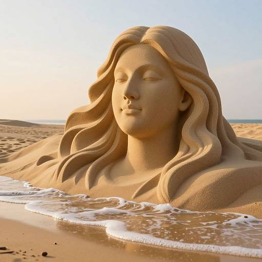 Serene Sand Sculpture on Shore