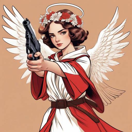 Vintage Comic Angel with a Gun