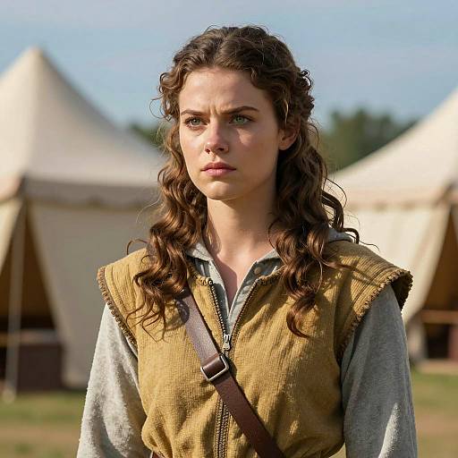 Young Woman in Medieval Costume Outdoors