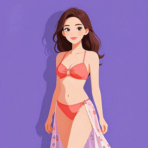 Vibrant Coral Tankini Beachwear Set