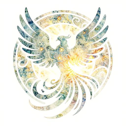 Phoenix Silhouette with Ember Sparks Watercolor