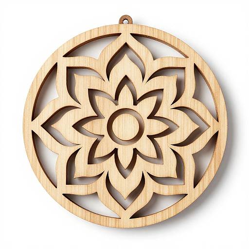 Symmetrical Two-Tone Floral Wood Ornament