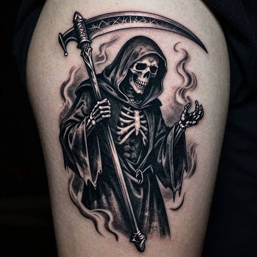 Dramatic Gothic Grim Reaper Tattoo