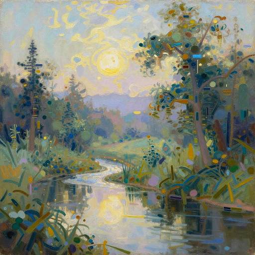 Dreamlike AI Landscapes with Cyber Motifs