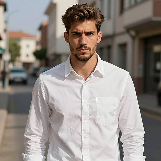 Handsome Man in White Button-Down Shirt