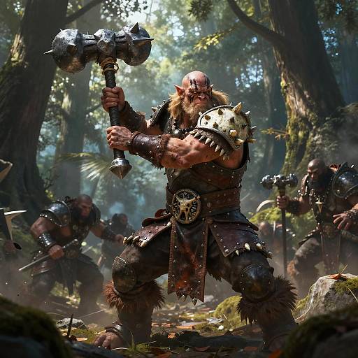 Goliath Barbarian Battle in Forest