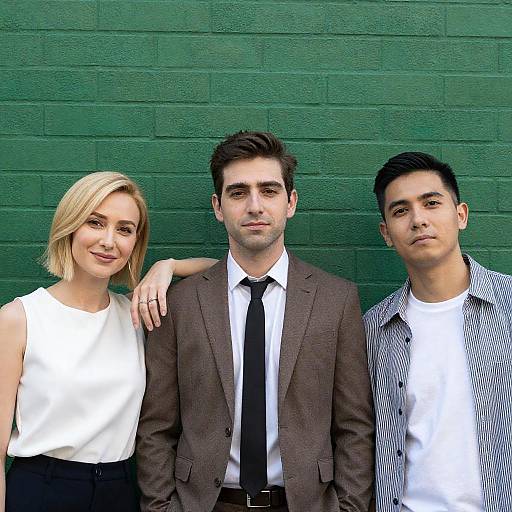 Portrait of Three Friends by Green Wall