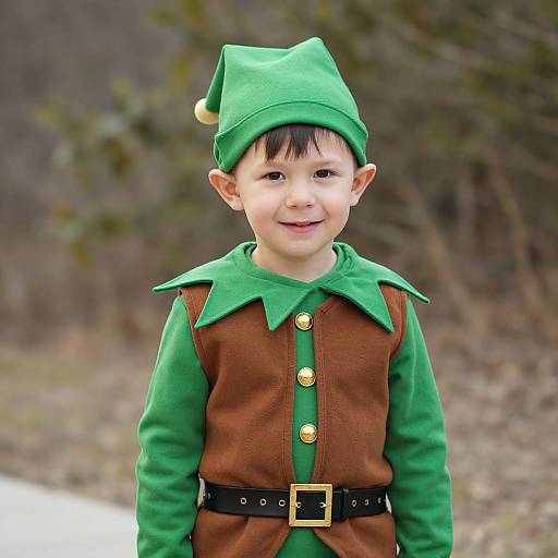Elf Boy in Green Costume