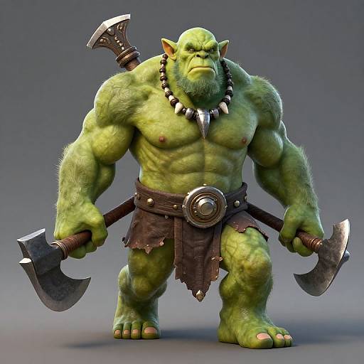 Fantasy Orc Warrior with Dual Axes
