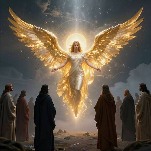 Radiant Celestial Guardian with Golden Wings