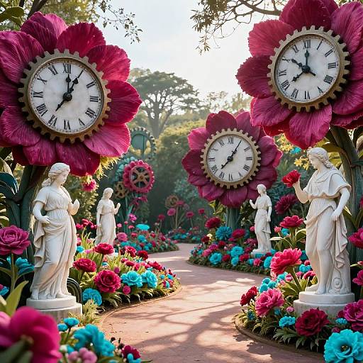 Surreal Clockwork Blossom Garden