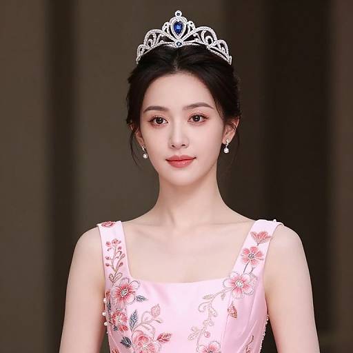 Elegant Woman in Floral Pink Dress