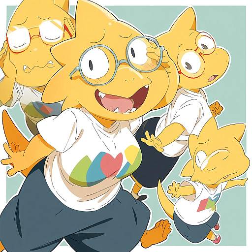 Illustration of Alphys, undertale in the style of Donguri suzume