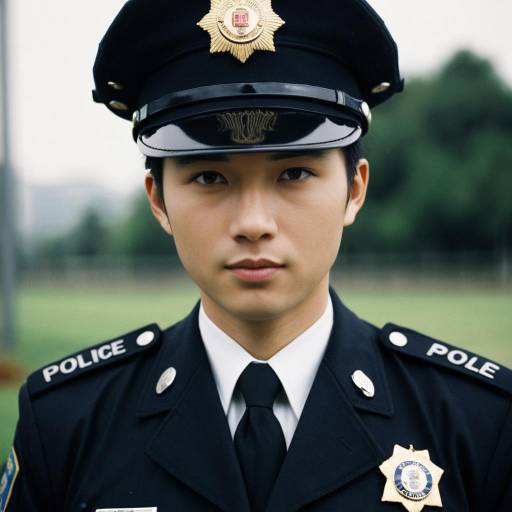 Young Asian Male Police Officer in Uniform