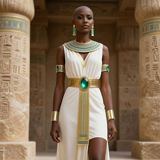 Confident Woman in Ancient Egyptian Setting