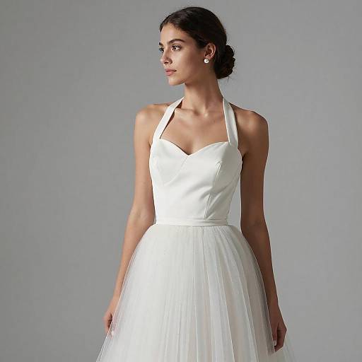 Elegant Woman in White Tulle Dress