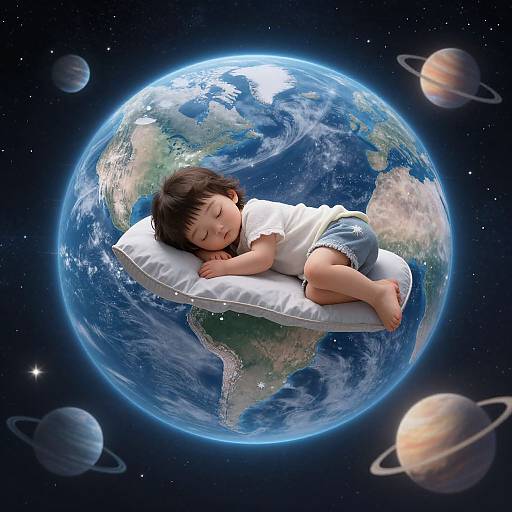 Cosmic Cradle: Sleeping Child's Serenity