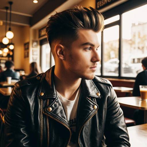 Trendy Pompadour Fade in Café Vibes