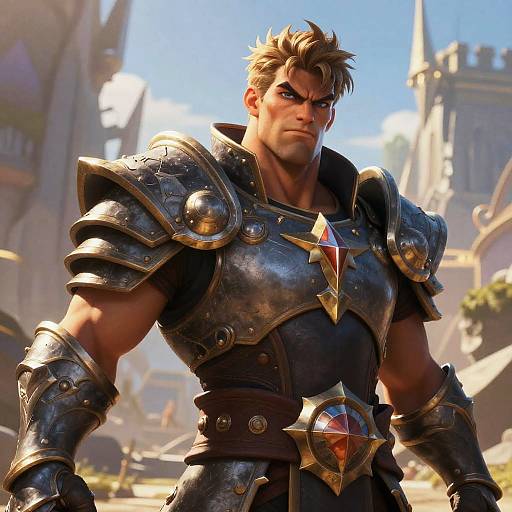 Heroic Cartoon Warrior with Strong Jawline