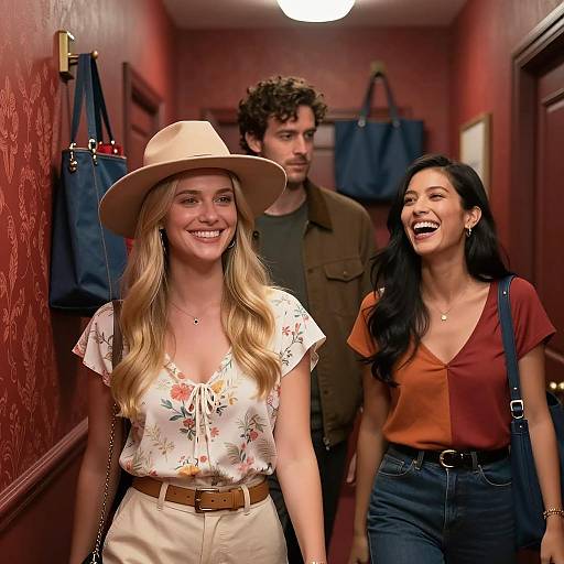 Joyful Encounters in a Hallway Scene