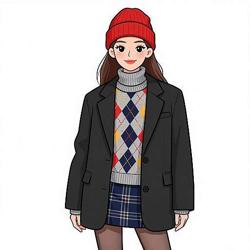 Preppy Chic Woman in Stylish Fall Outfit