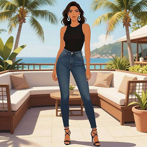 Chic Tropical Woman in Comics Style